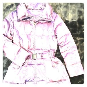 Laundry lavender metallic puffer coat